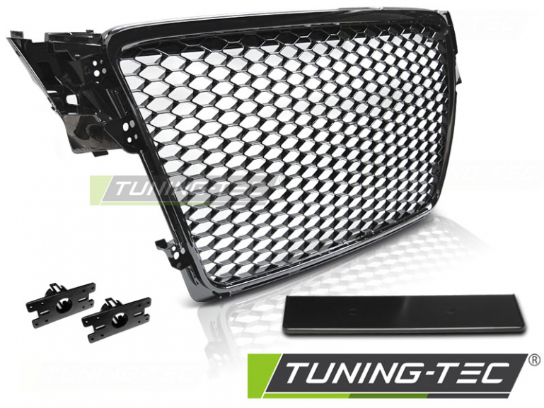 Upgrade Sportgrill / Kühlergrill für Audi A4 B8 (8K) 08-11 Hochglanz schwarz in Wabendesign